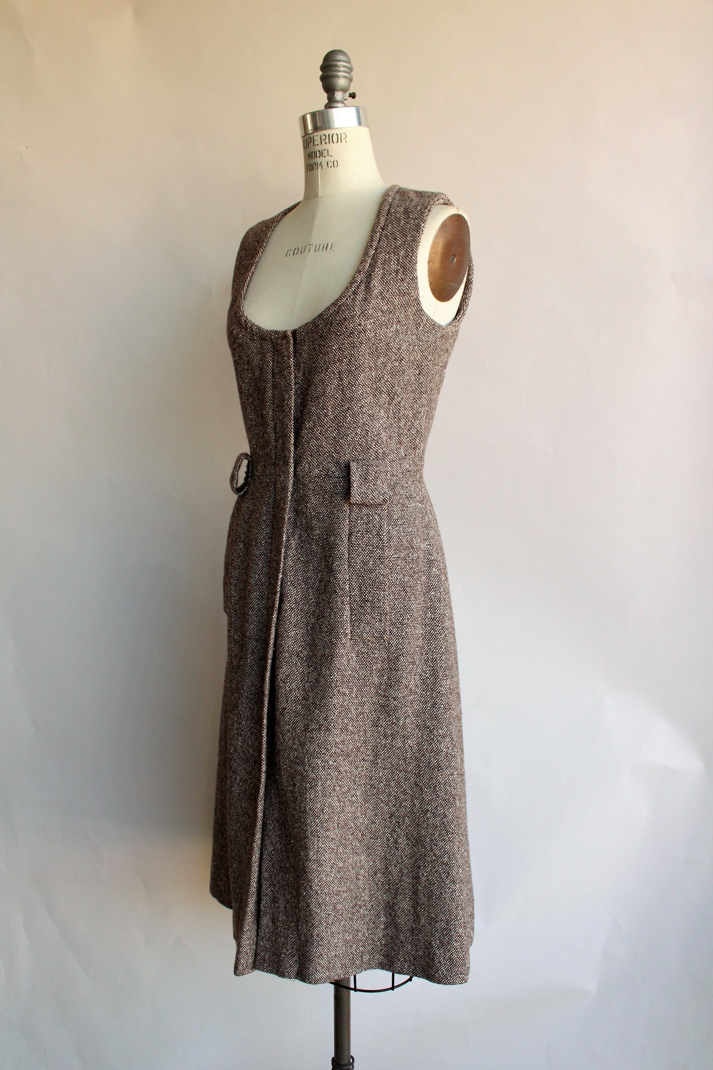 Vintage Late 1960s Brown Tweed Dress – Toadstool Farm Vintage