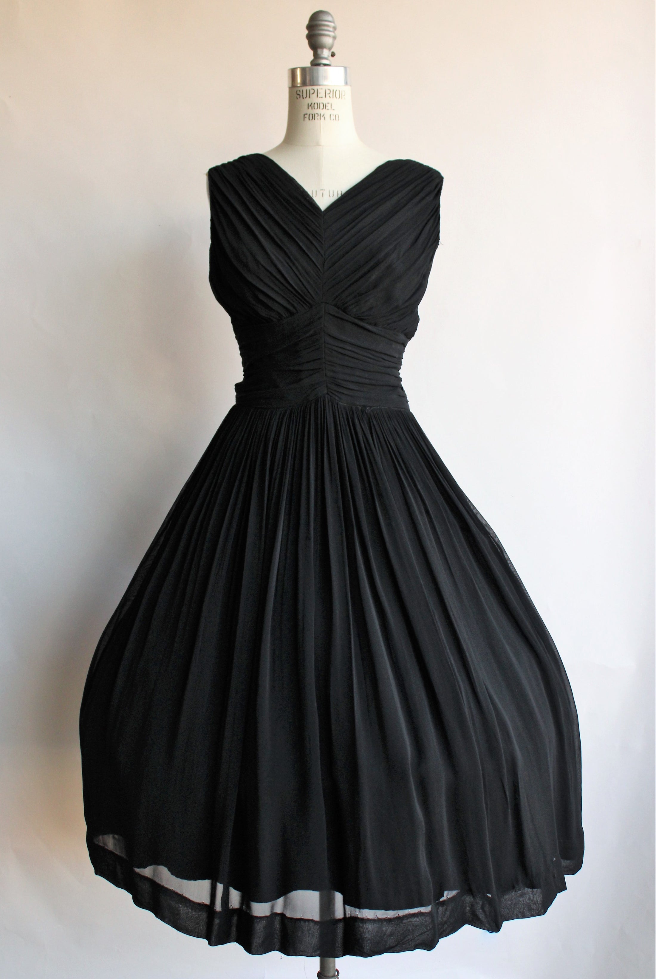 Vintage 1950s Black Pleated Fit and Flare Dress – Toadstool Farm Vintage