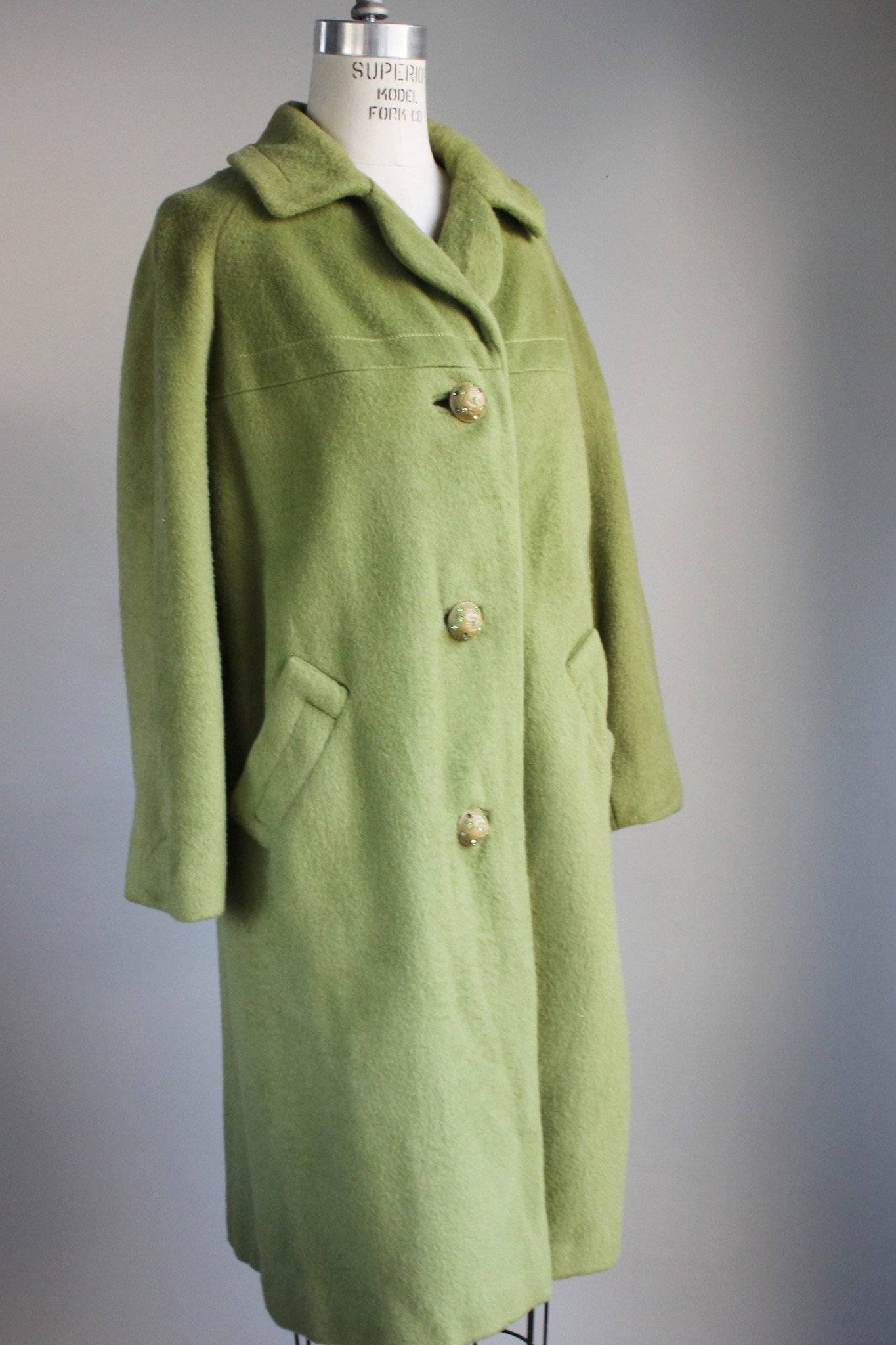 Vintage 1950s Green Mohair Coat - Toadstool Farm Vintage