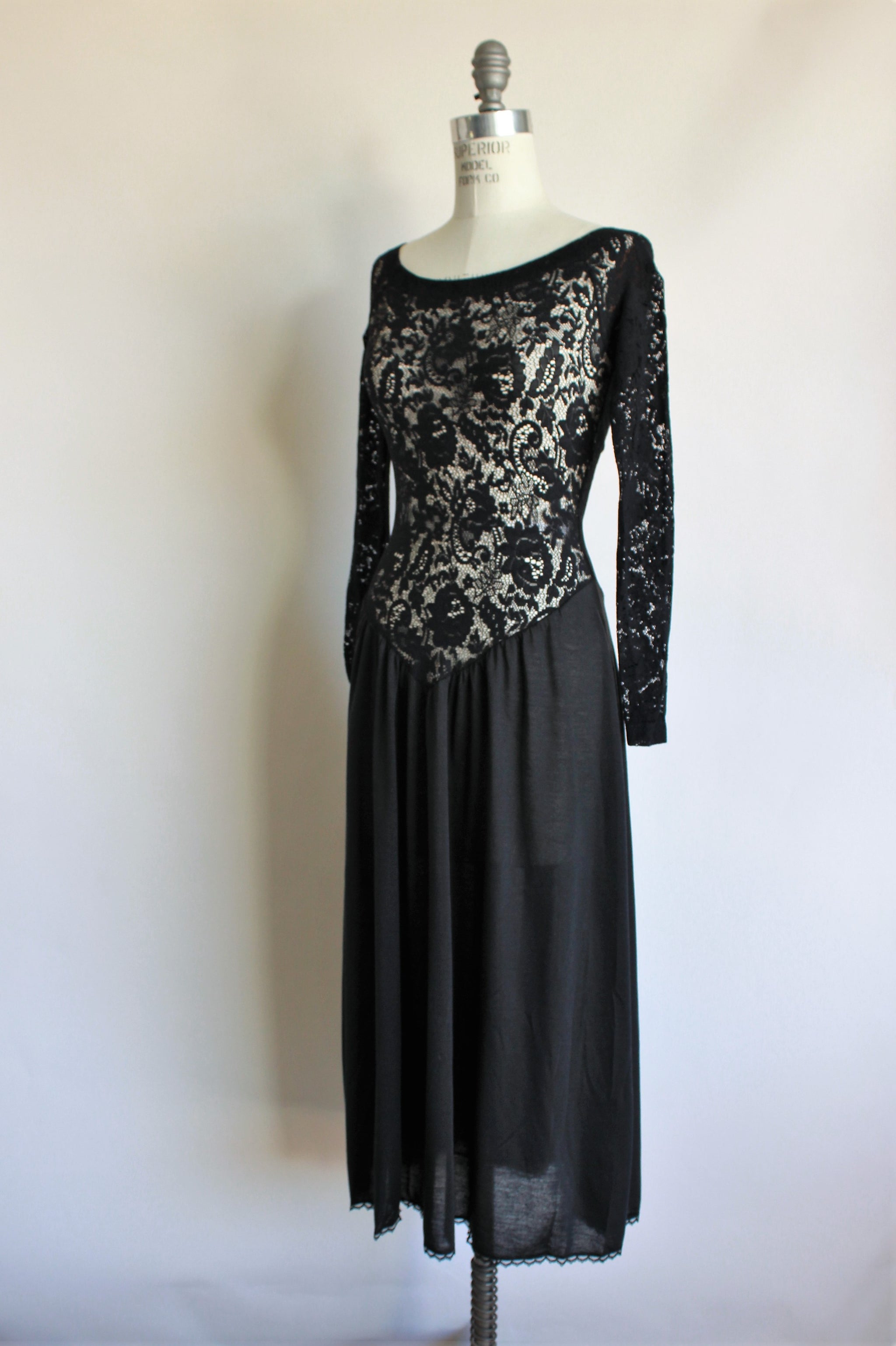 Vintage 1990s Victoria's Secret Black Nightgown With Lace Bodice ...