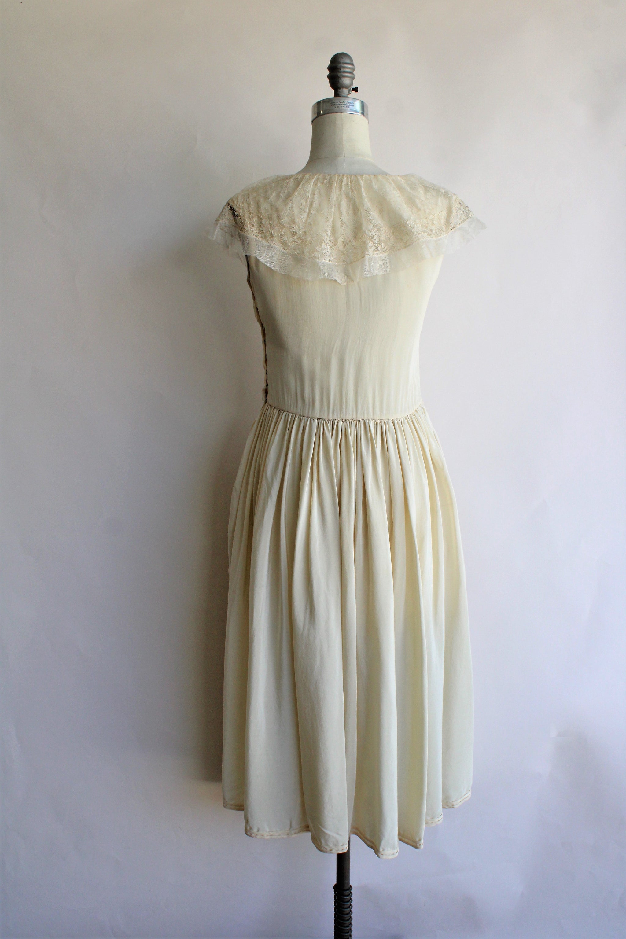 Vintage 1920s Ivory Silk Robe De Style Dress - Toadstool Farm Vintage