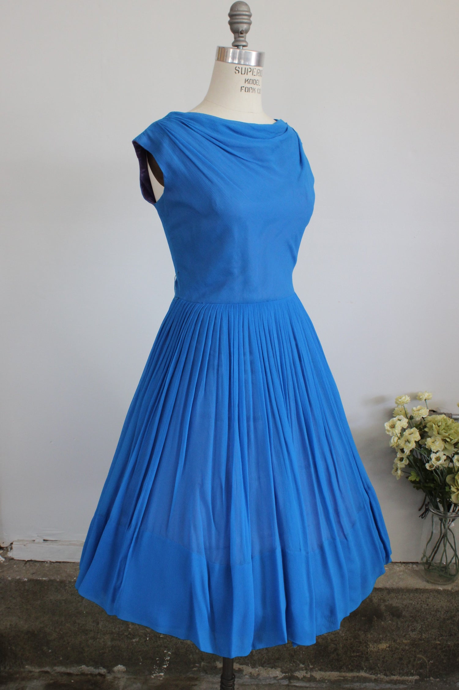 Vintage 1960s Dress in Blue Chiffon by Elinor Gay – Toadstool Farm Vintage