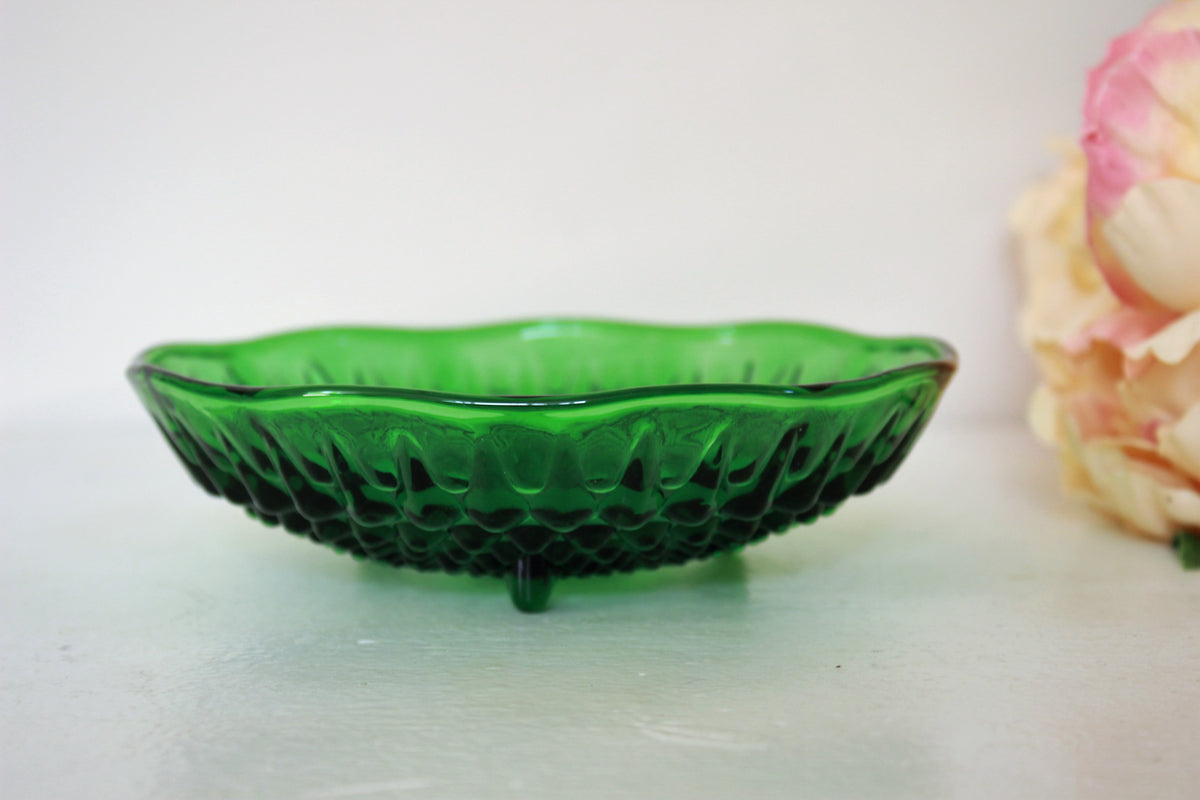 Vintage Green Glass Candy Bowl - Toadstool Farm Vintage