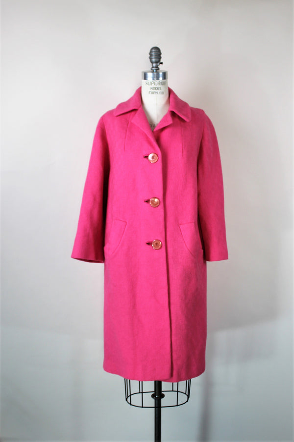 The Vintage 1960s Elle Overcoat in Pink - Toadstool Farm Vintage