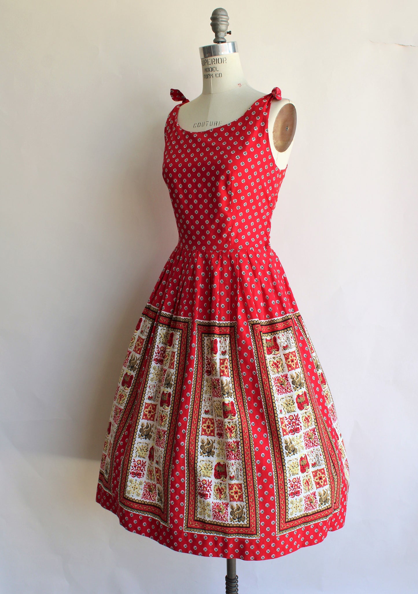 Vintage 1950s Red Novelty Print Cotton Sundress – Toadstool Farm Vintage