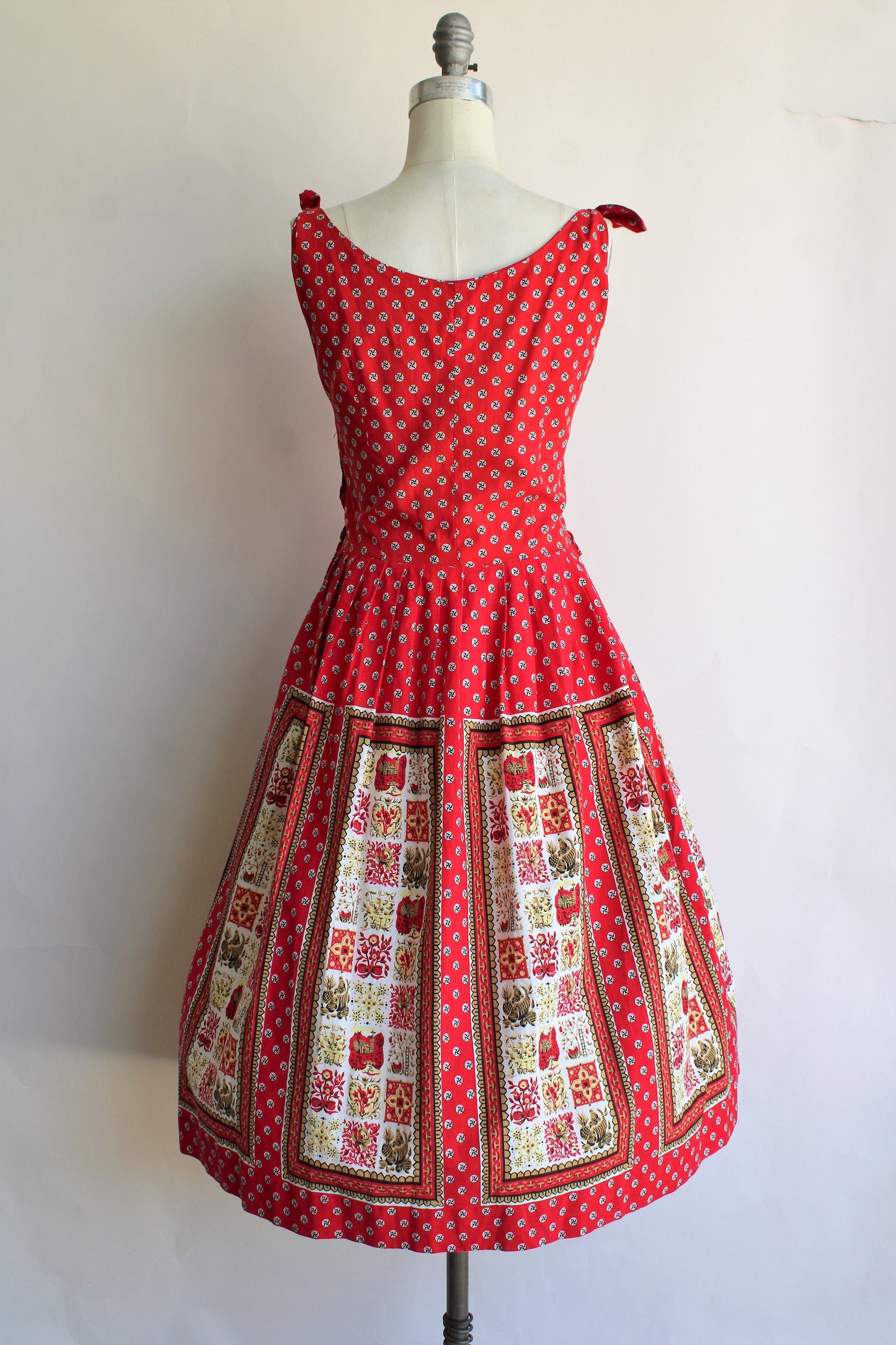 Vintage 1950s Red Novelty Print Cotton Sundress – Toadstool Farm Vintage