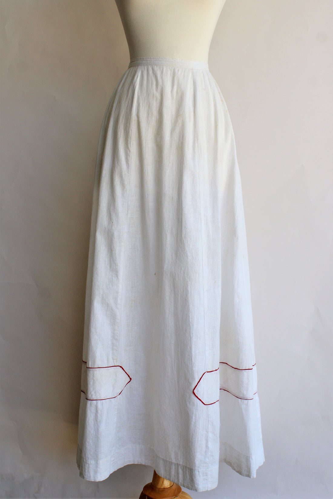 Antique Edwardian White Cotton Petticoat With Red Trim – Toadstool Farm ...