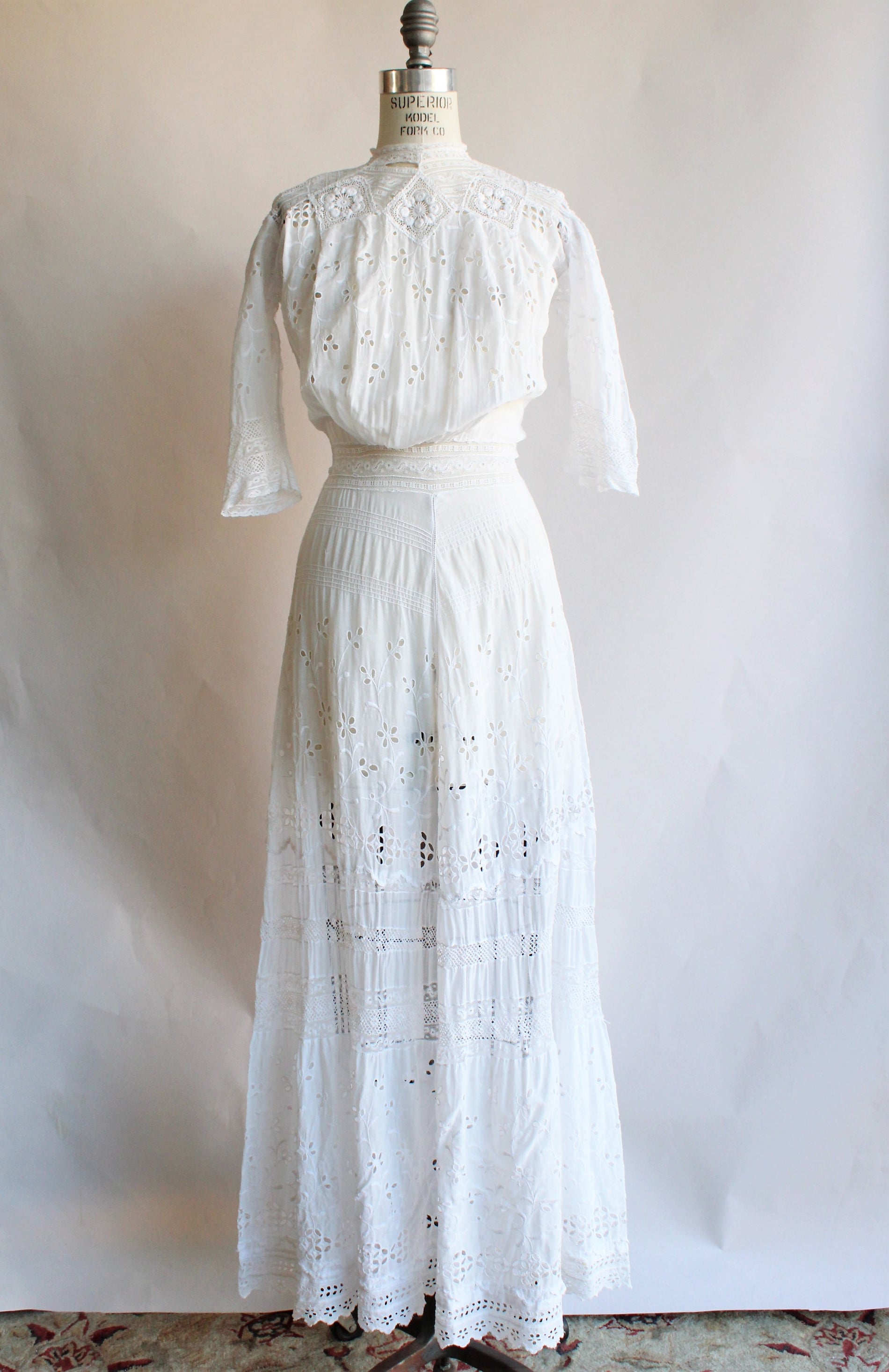 Vintage Antique 1900s Edwardian White Dress - Toadstool Farm Vintage