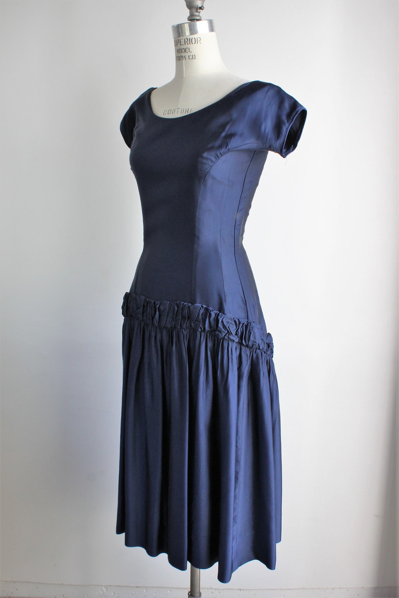 Vintage 1950s Navy Blue Party Dress / New Look Satin - Toadstool Farm ...