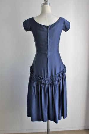 Vintage 1950s Navy Blue Party Dress / New Look Satin - Toadstool Farm ...