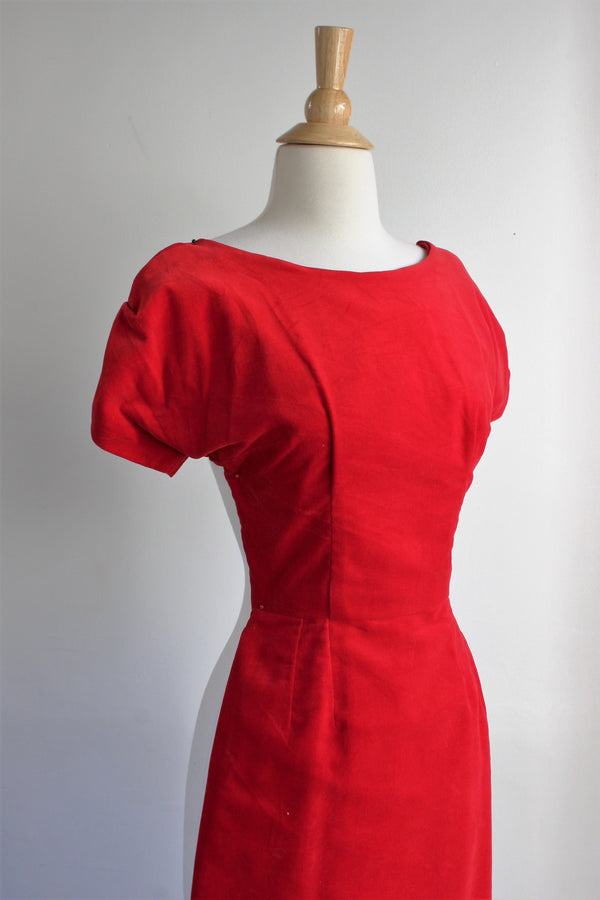 Vintage 1950s Red Velvet Dress - Toadstool Farm Vintage