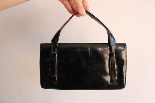 Block Vintage Patent Leather Handbag