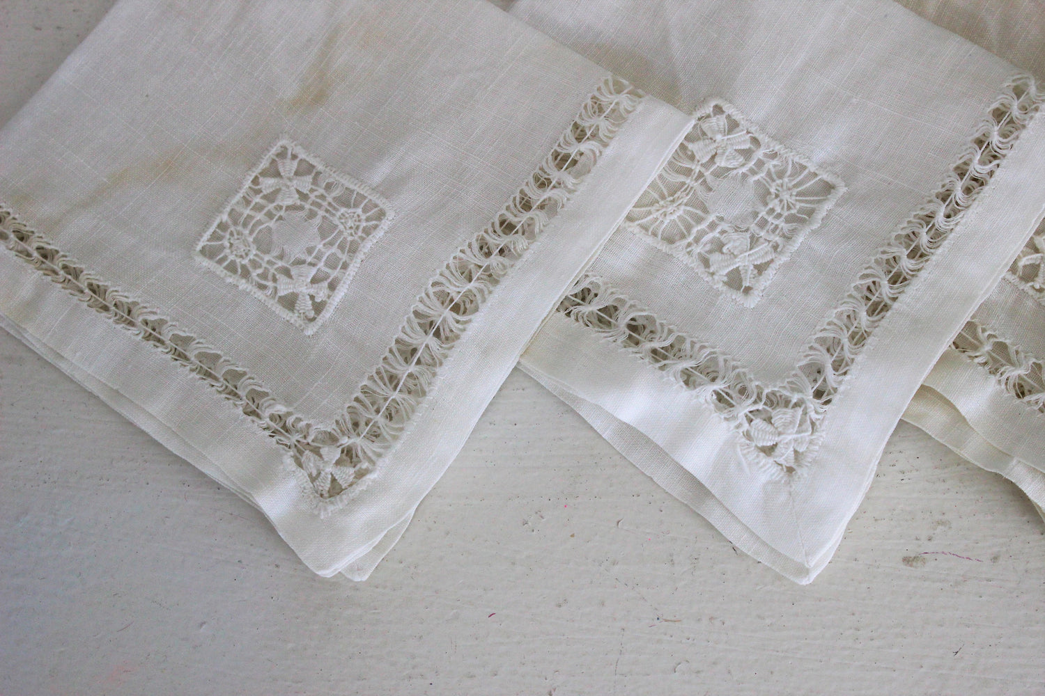 Vintage White Linen Napkins Set of Four – Toadstool Farm Vintage