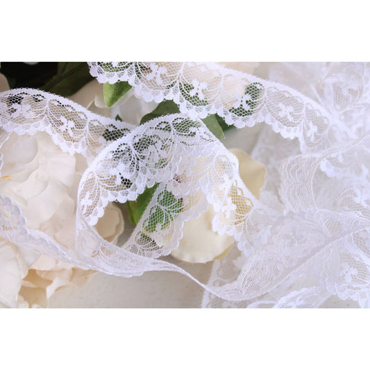 Vintage White Ruffled Lace Trim, Ribbon Insert, 1.25 wide, 3 Yards –  Toadstool Farm Vintage