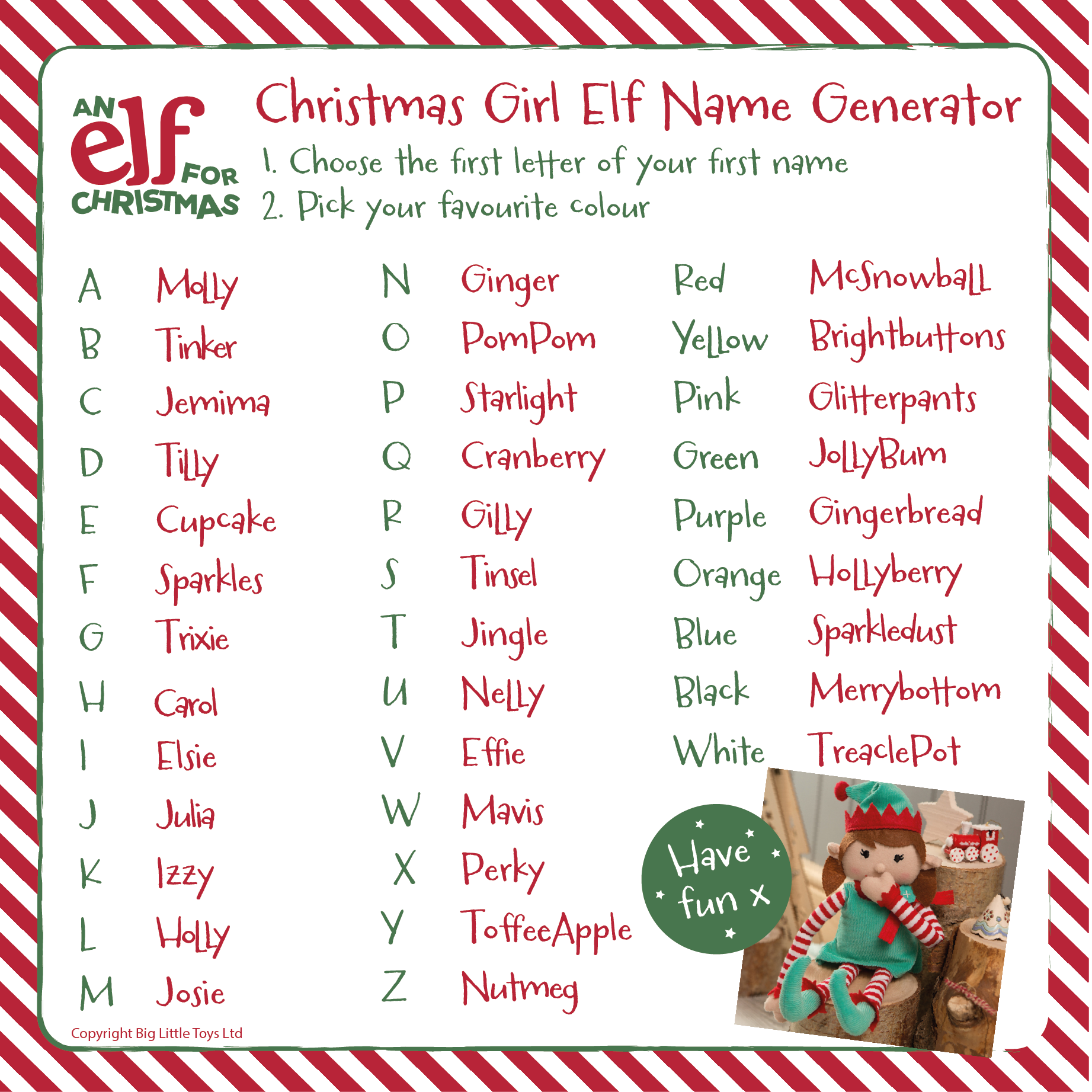 Girl Elf Name Generator | Christmas Elf List – Elf For Christmas