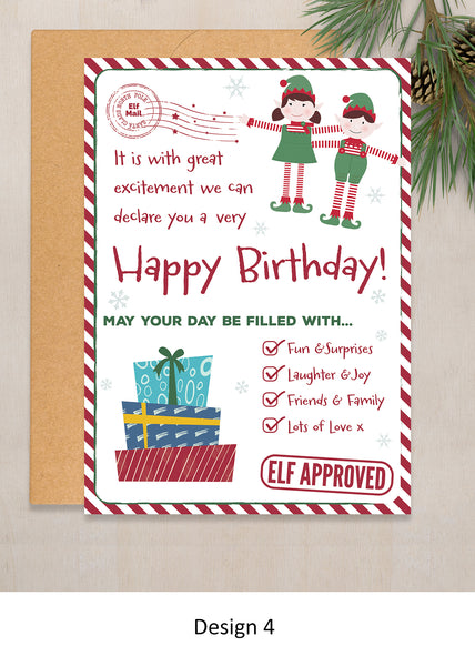 Personalised Boy Birthday Elf Card Christmas Birthday Cards Elf For