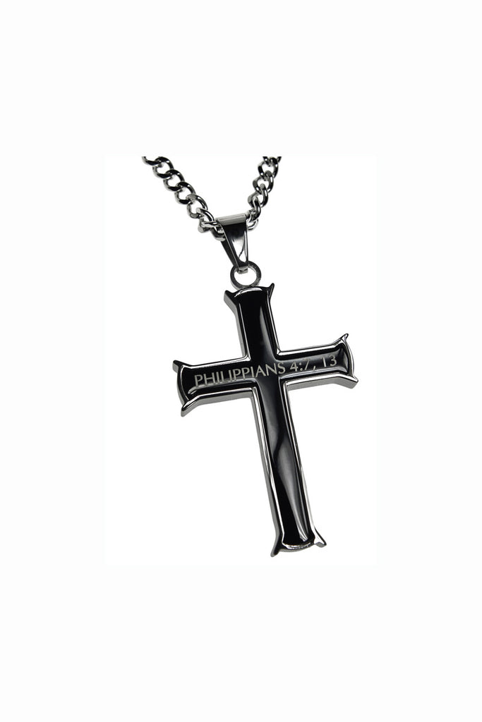 Black Strength Iron Cross Philippians 4:13 – Celebrate Faith