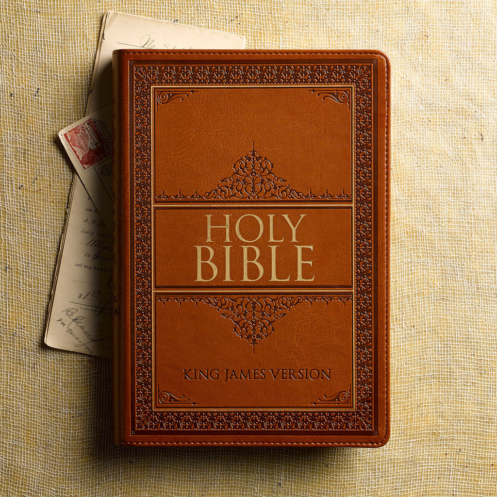 KJV Bible, Lux Leather, Large Print, Tan Indexed Celebrate Faith