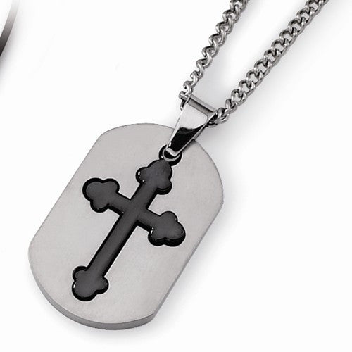 Titanium Black Plated Cross Dog Tag Pendant – Celebrate Faith