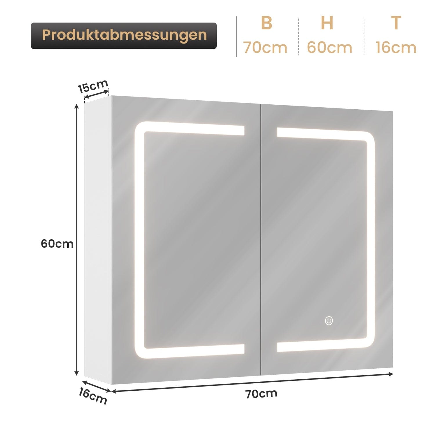 70 * 60 * 16 cm Spiegelschrank