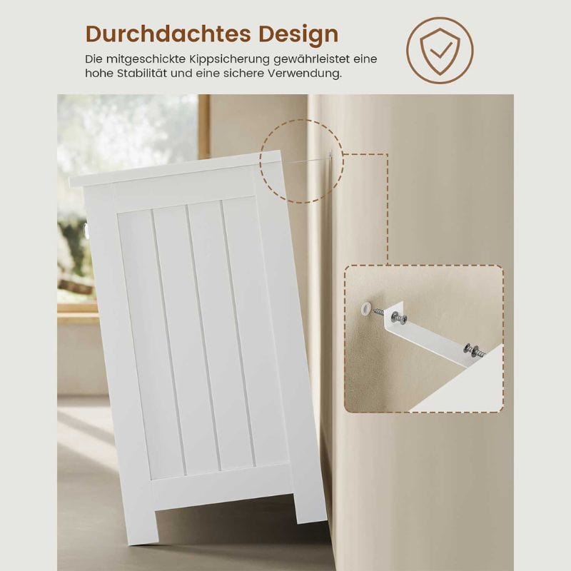 Waschbeckenunterschrank Badezimmerschrank mit Schublade und 3 verstellbare Ablagen, 90 x 30 x 60 cm, Weiß
