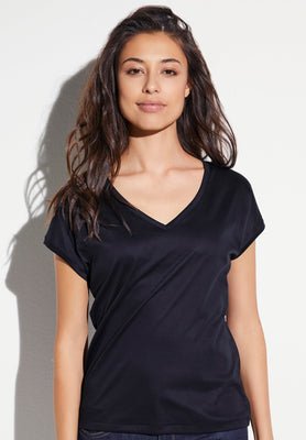 View Sea Island | T-Shirt kurzarm V-Ausschnitt - navy