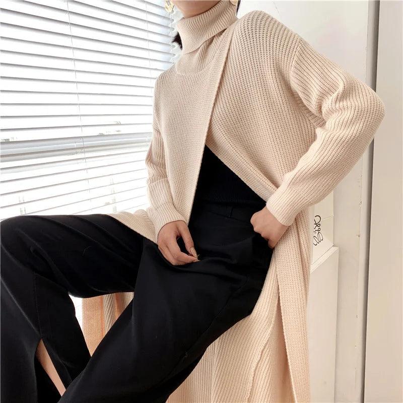 Women's Long Turtleneck Sweater Design Pullover Base With Split Fit Long Sleeve 2024 New Kintted Clothes Famale - Trendy Mix
