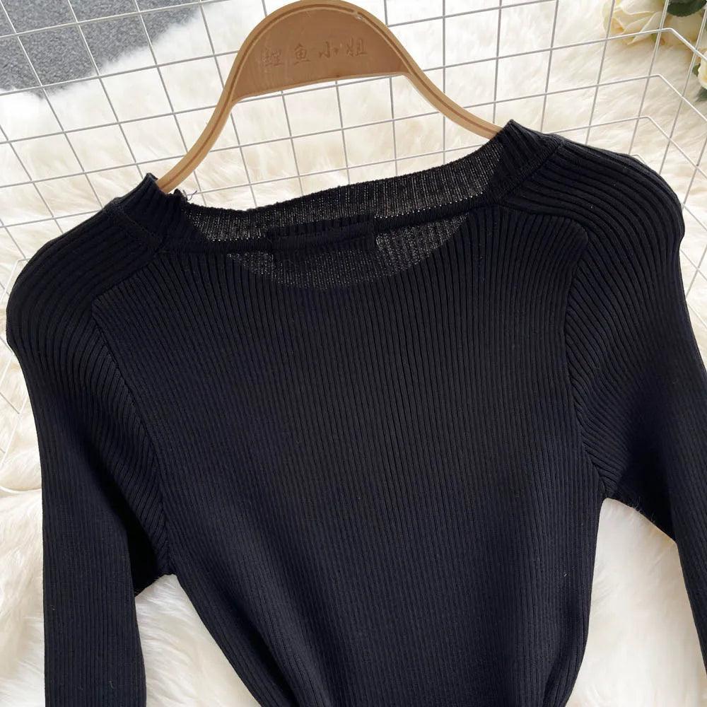 French Style A-Line Pleated Knit Dress with Belt - Trendy Mix