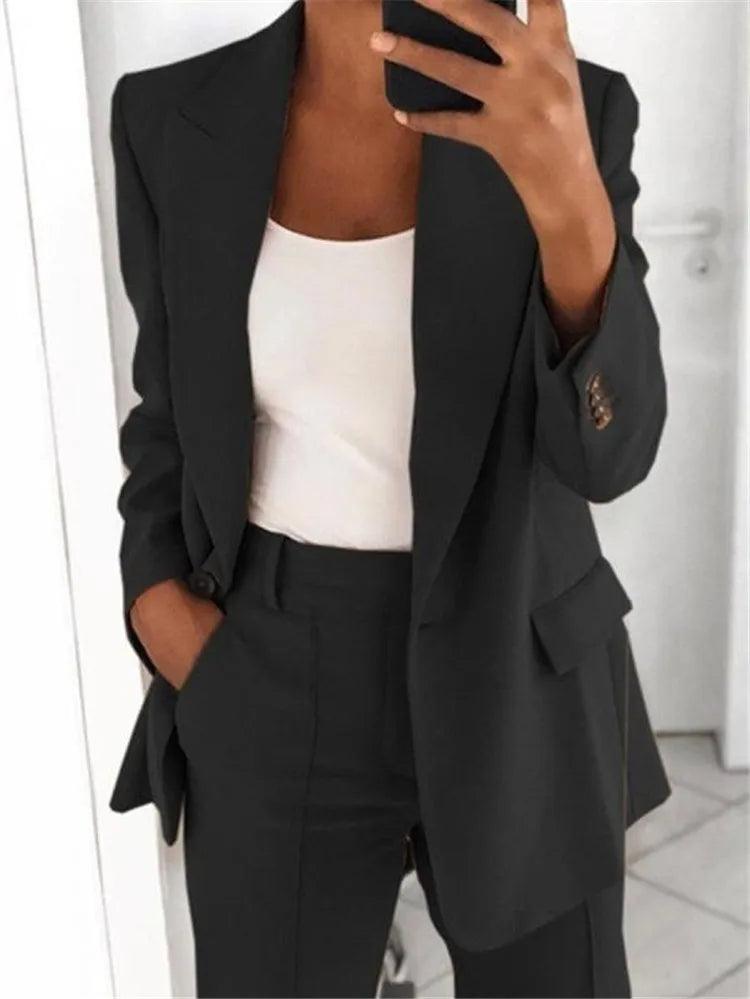 Spring Fall Fashion Women's Jacket Coat Pants 2 Piece Sets Office Lady Blazer Pants Sets Tracksuit Sets Female Coat Outfits New - Trendy Mix