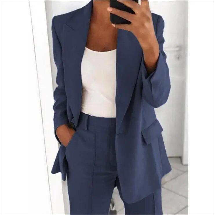 Spring Fall Fashion Women's Jacket Coat Pants 2 Piece Sets Office Lady Blazer Pants Sets Tracksuit Sets Female Coat Outfits New - Trendy Mix