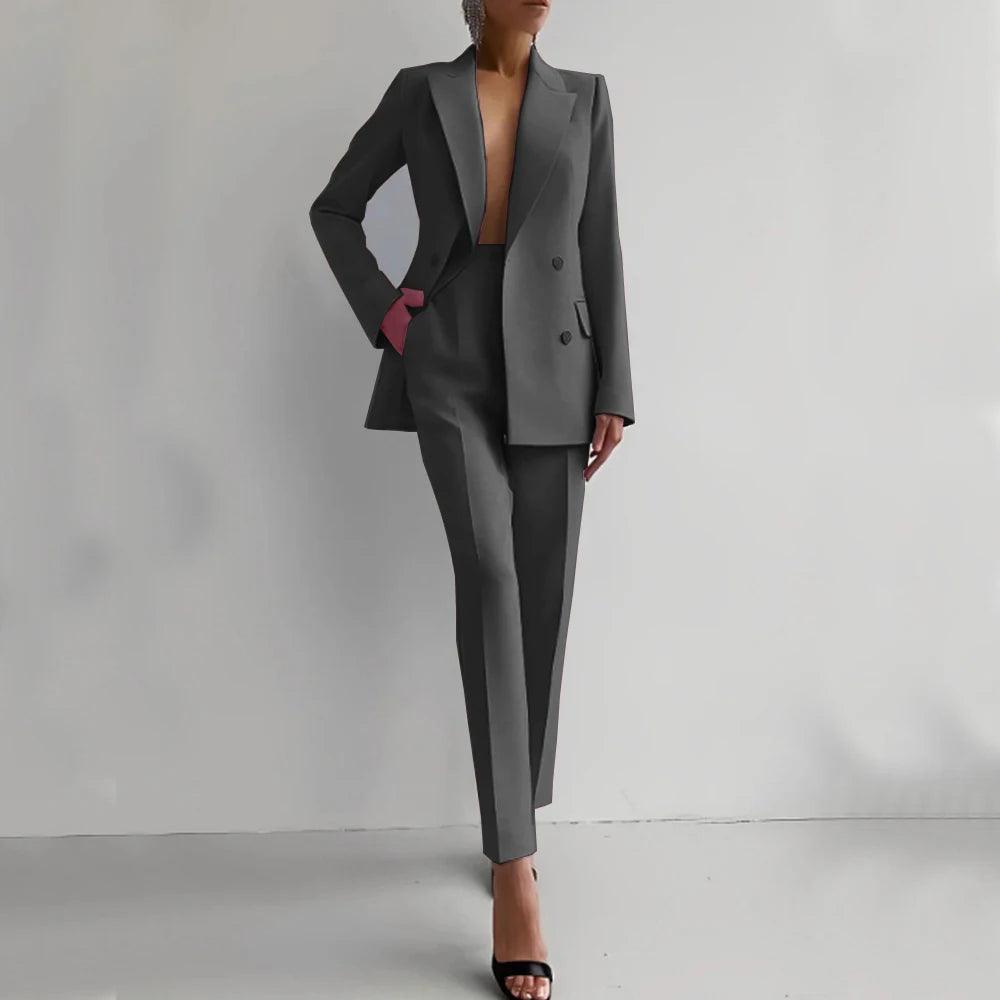 Suit Lady Women's New Solid Color Suit Two-piece Simple Casual Suit Set 2024 Women's Pants Set Two Pieces Elegant Woman Sets - Trendy Mix