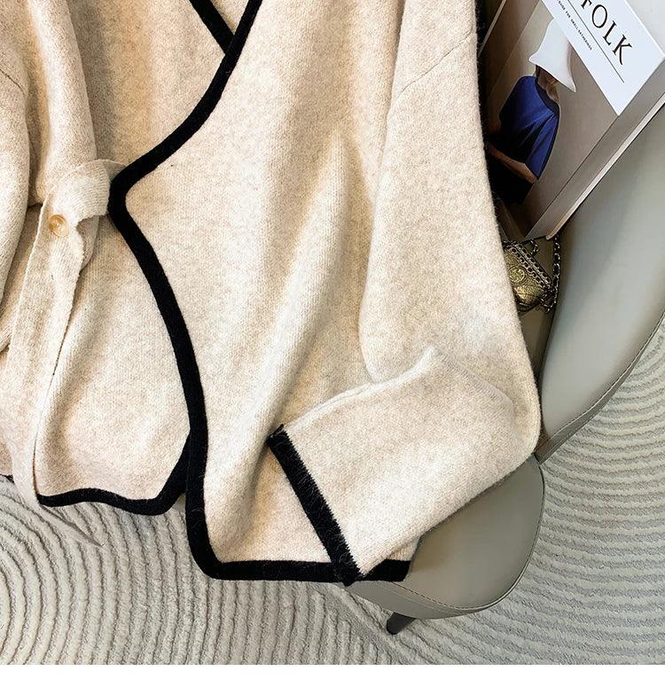 Fall/Winter Knitted V-Neck Sweater & Skirt Set - Trendy Mix