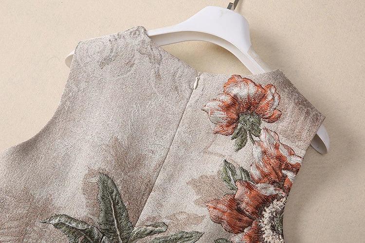 Light Blue/Light Yellow Women's Dress Jacquard Sleeveless Beading Party Dresses - Trendy Mix