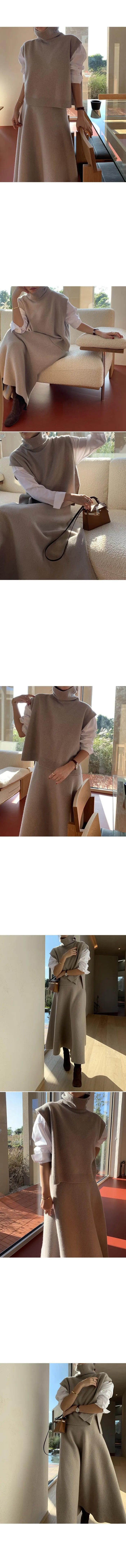 Temperament Turtleneck Irregular Split Vest Pullover Sweater High Waist Slim A-line Skirt Women 2024 Autumn Winter - Trendy Mix