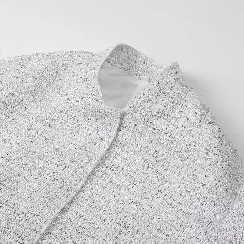 Gold Sequin Bomber Jacket for Women - Trendy Mix