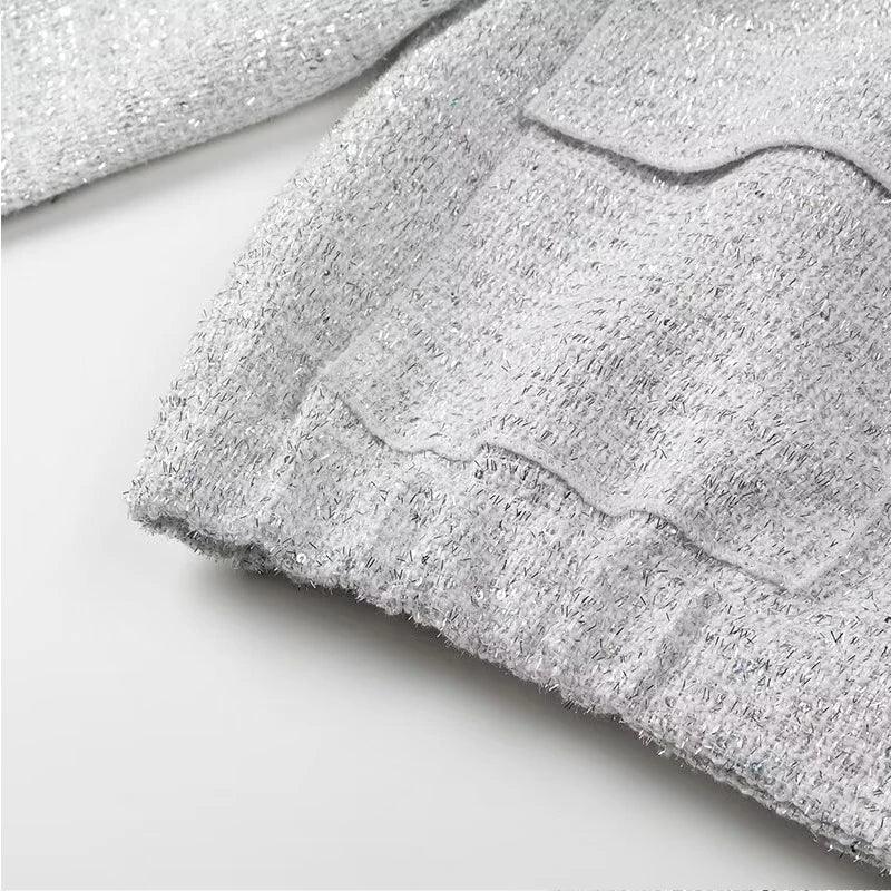 Gold Sequin Bomber Jacket for Women - Trendy Mix