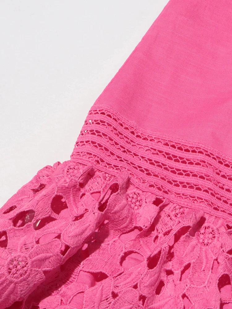 Embroidered Two-Piece Set: Lapel Top & Mini Skirt - Trendy Mix