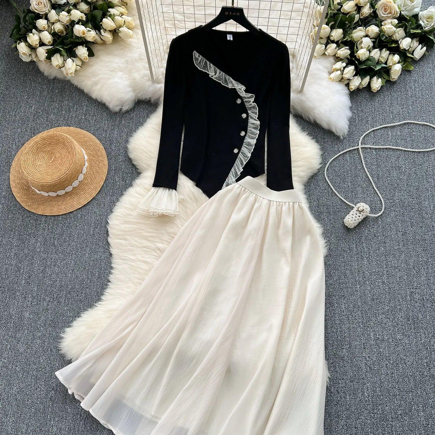 Casual Autumn 2-Piece Ruffle Set - Trendy Mix