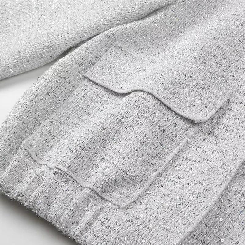 Gold Sequin Bomber Jacket for Women - Trendy Mix