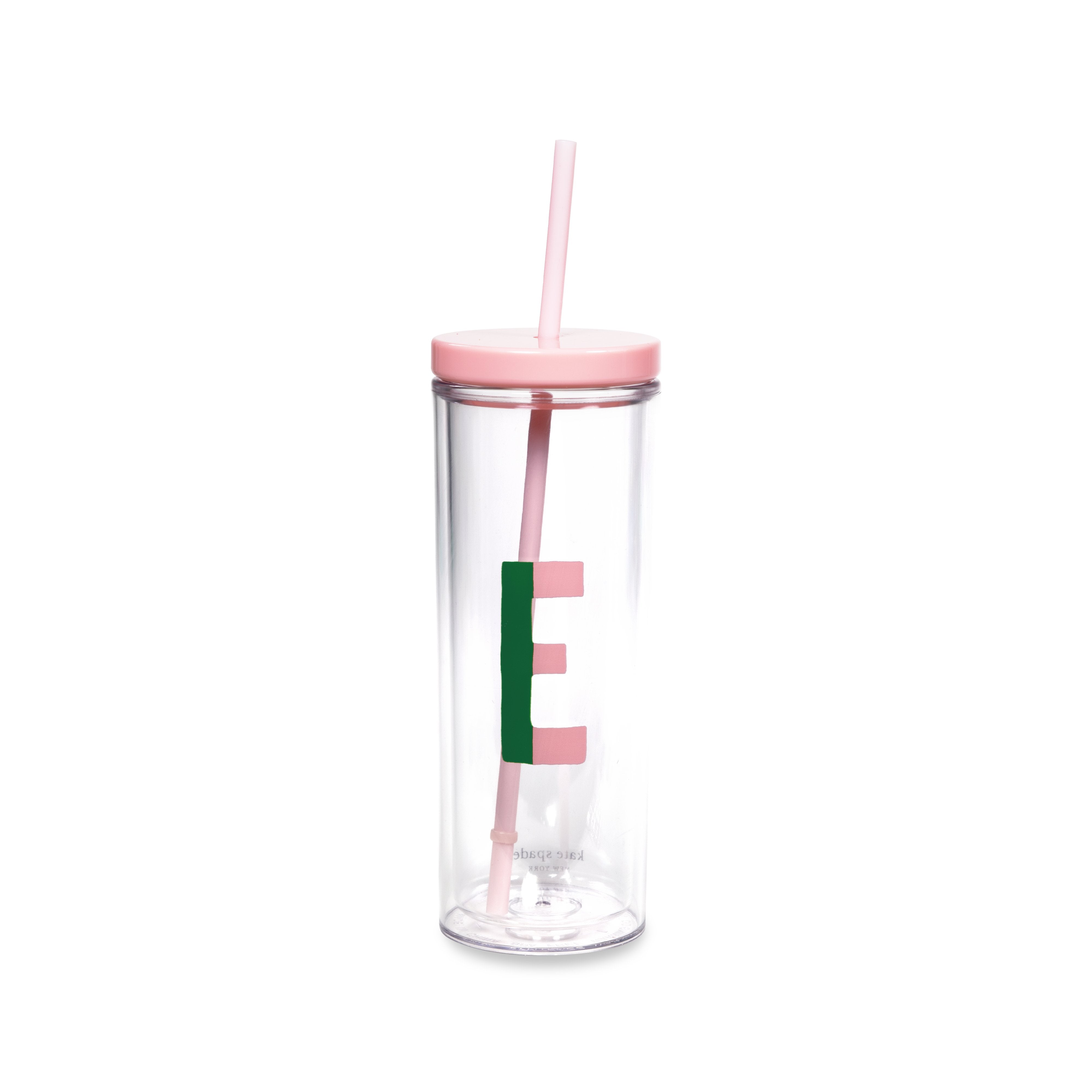 Initial Tumbler with Straw E, Sparks of Joy - Lifeguard Press