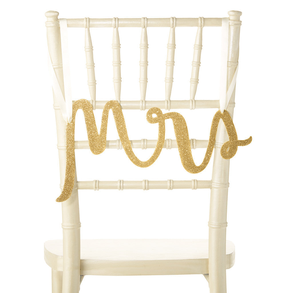 Kate Spade New York Bridal Chair Signs Mr Mrs Gold