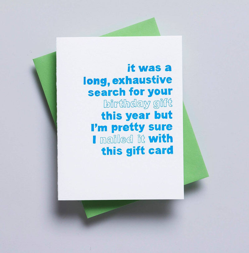 Gift Card Letterpress Birthday Card – Domaci