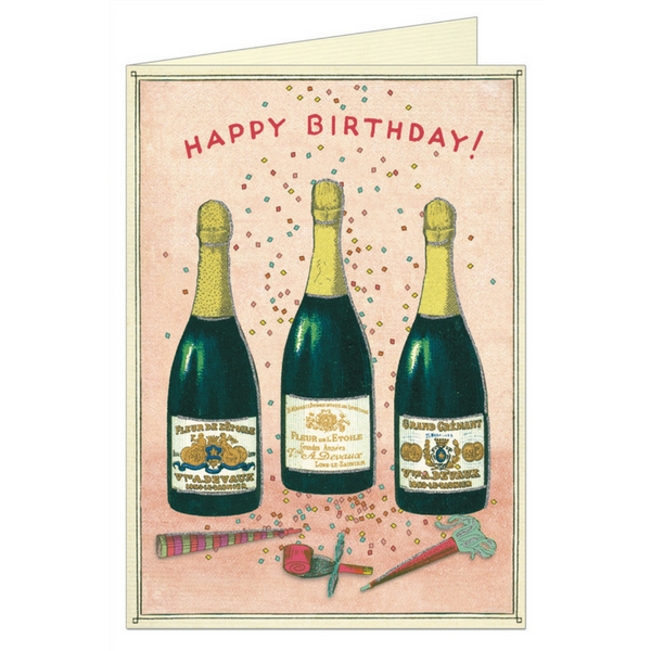 Cavallini Happy Birthday Champagne Greeting Card Domaci