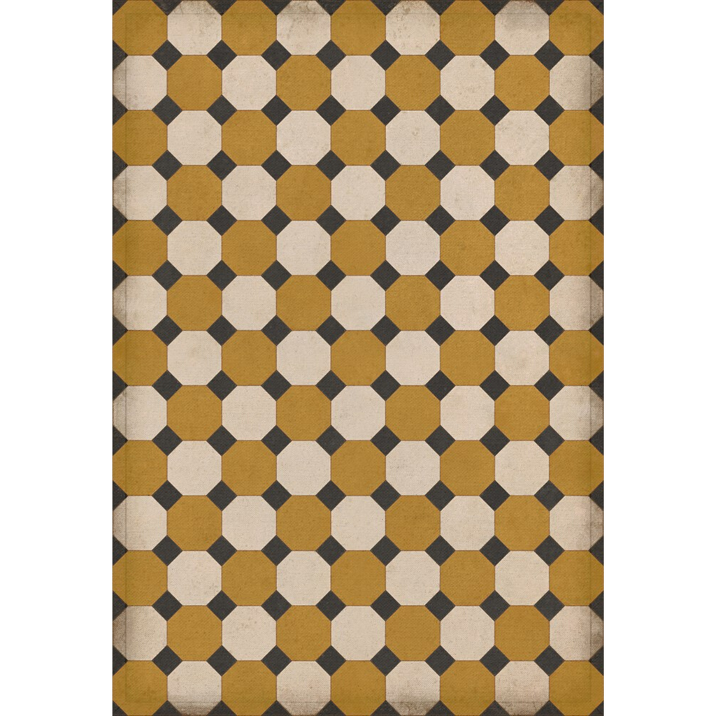 Vinyl Floorcloth - Williamsburg Applique - The Greenest Dells (size options)