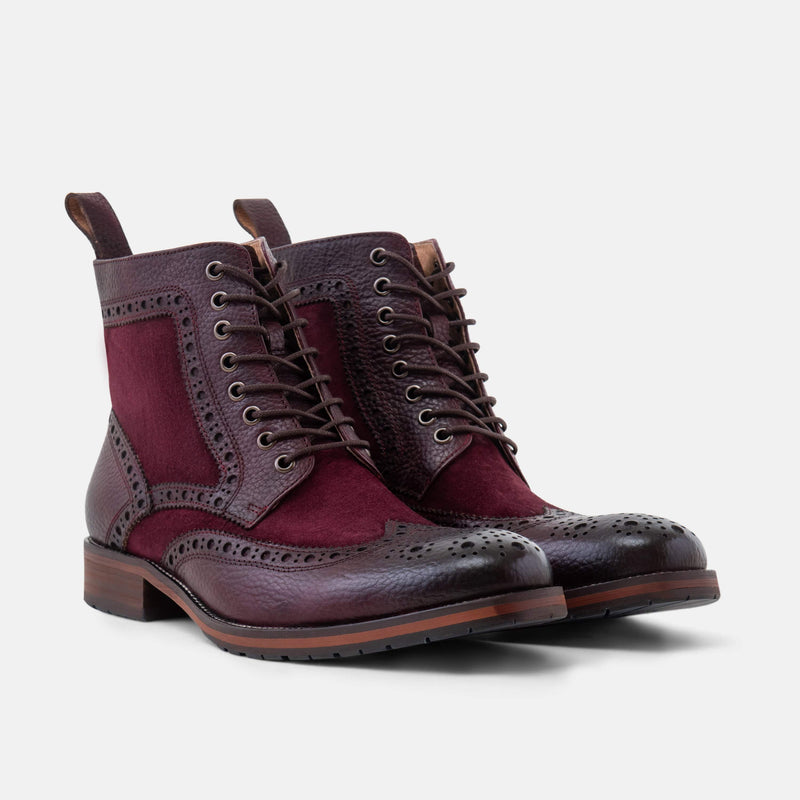 burgundy wingtip boots