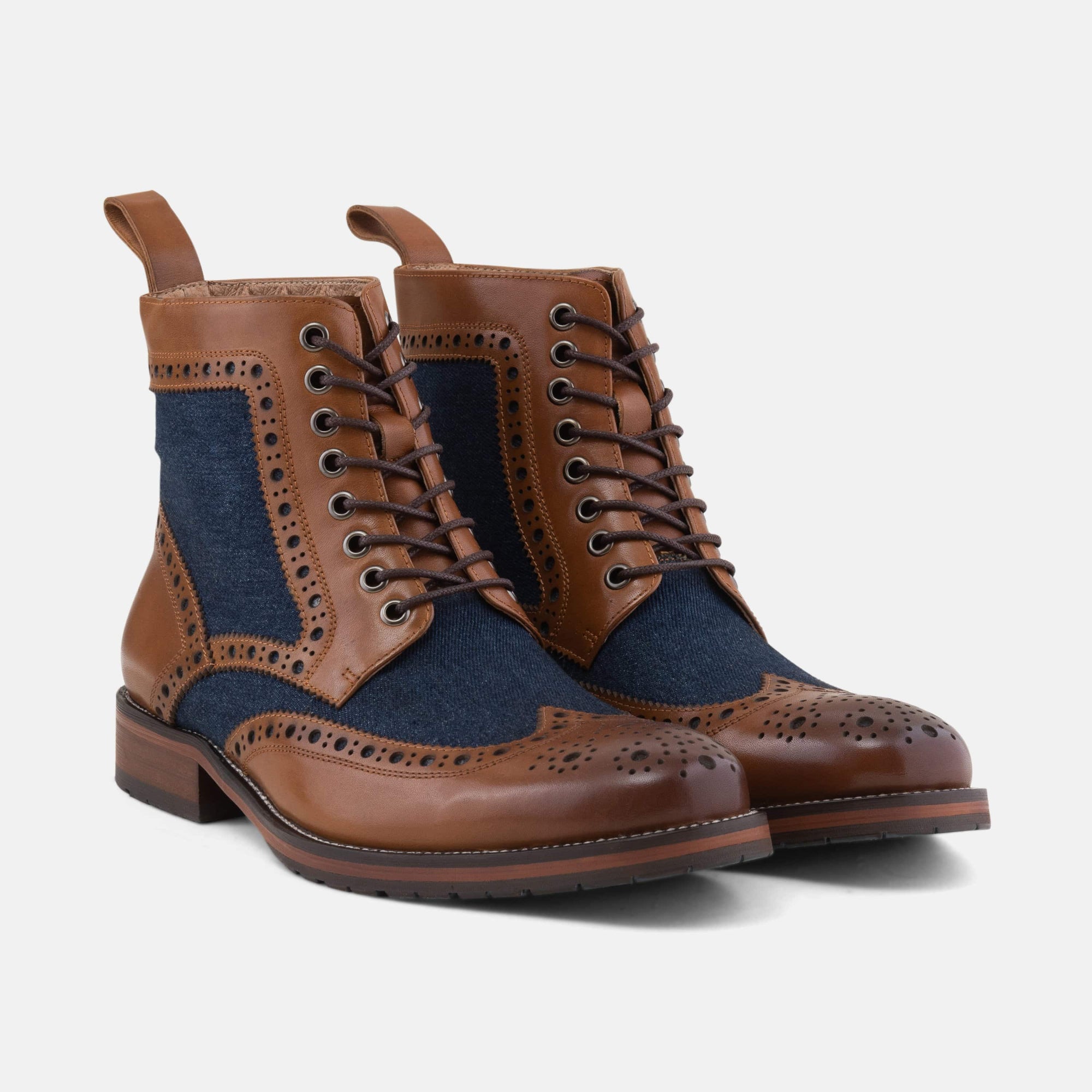 Belmont Denim Wingtip Combat Boots - Marc Nolan