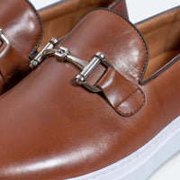 Boardwalk Mahogany Leather Horse-Bit Sneakers