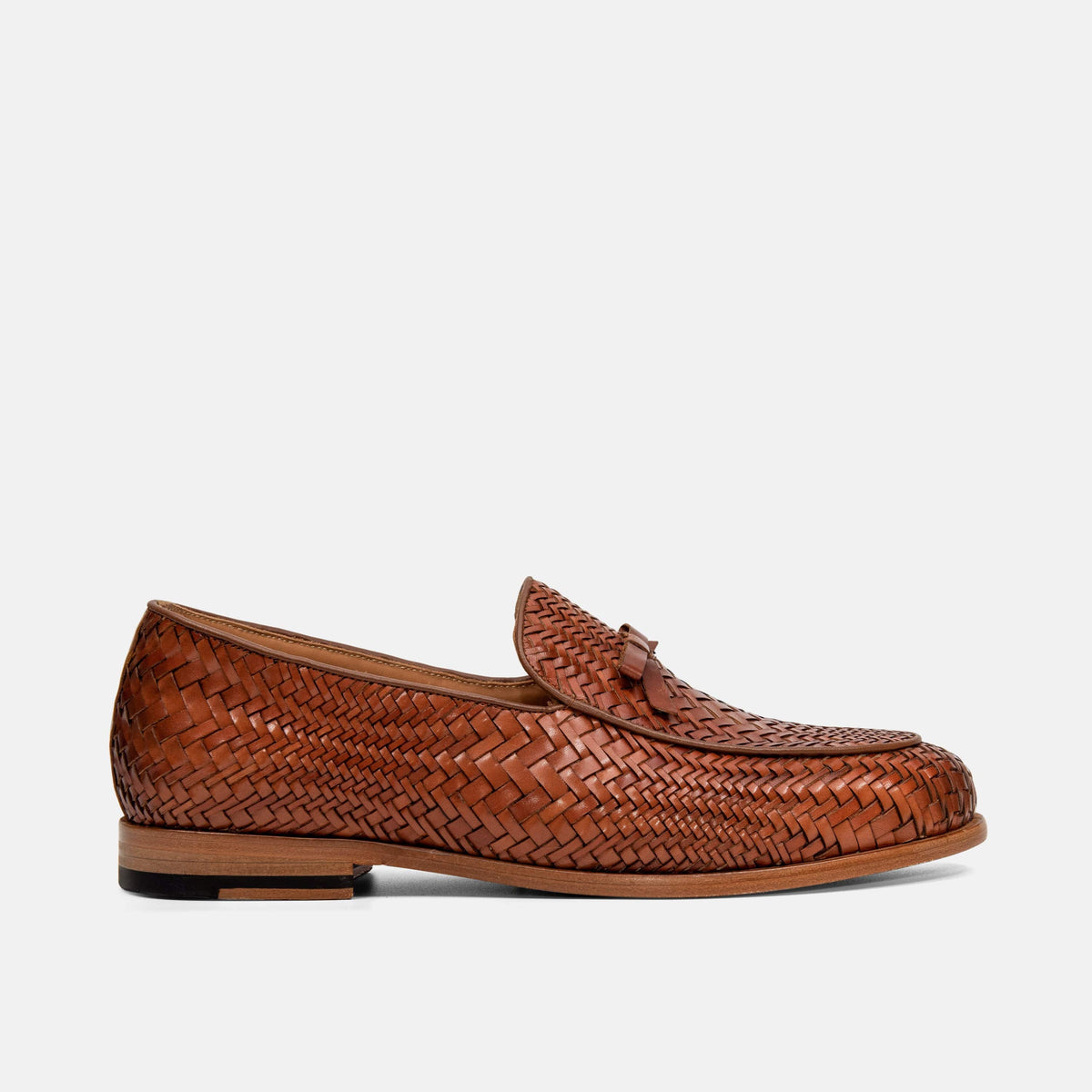 Odell Caramel Woven Leather Belgian Loafers - Marc Nolan