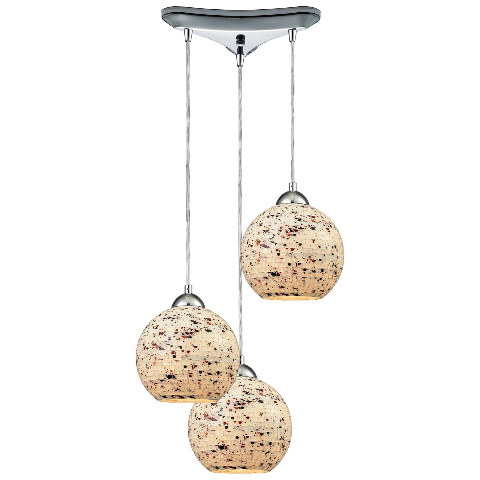 Mosaic Glass Pendant Light pendant lighting spatter polished chrome metal glass 3 light fratantoni lifestyles