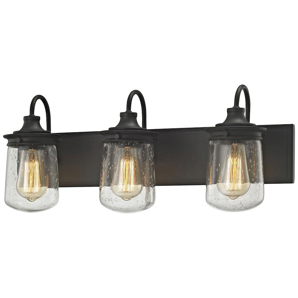 Bathroom Lighting Hamel Oil Rubbed Bronze Metal Glass 3 Light